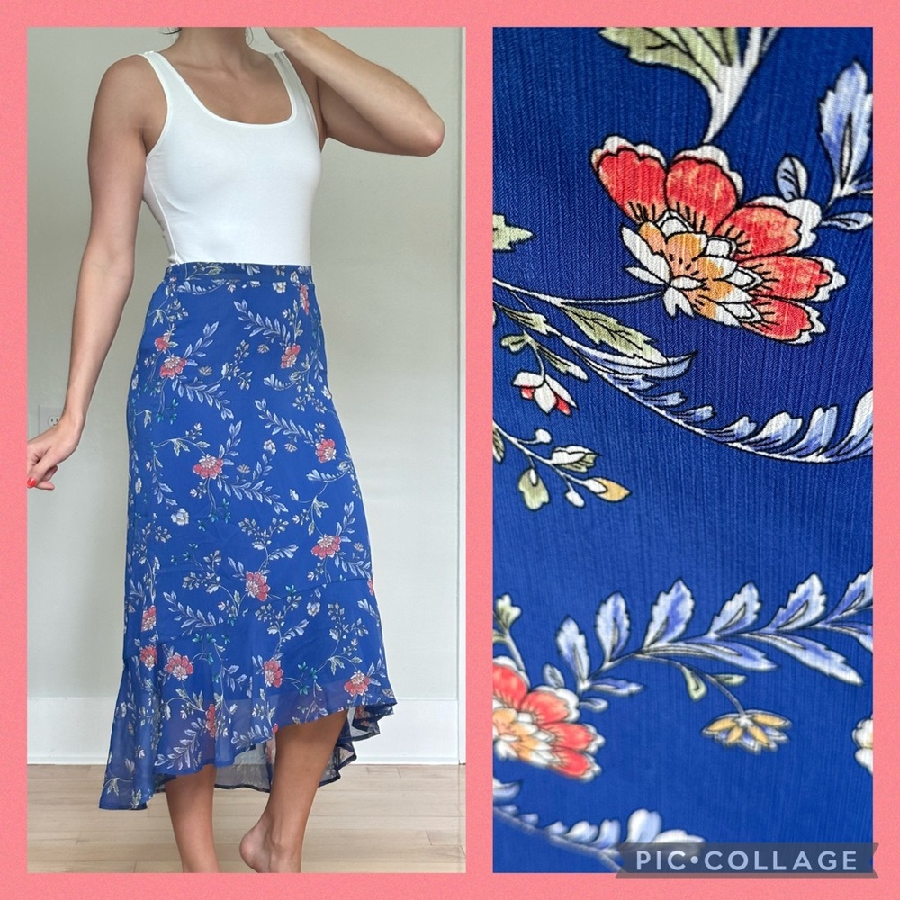 Westport Blue Floral Midi Skirt
